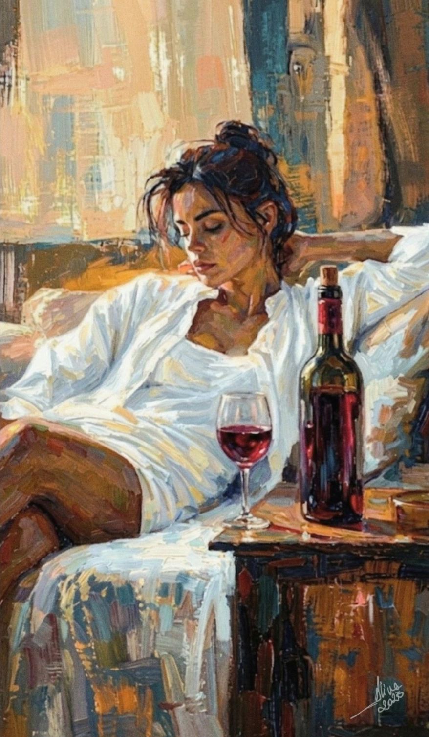 ArteDiAlina.com painting: Wine is the answer, but I don't remember the question